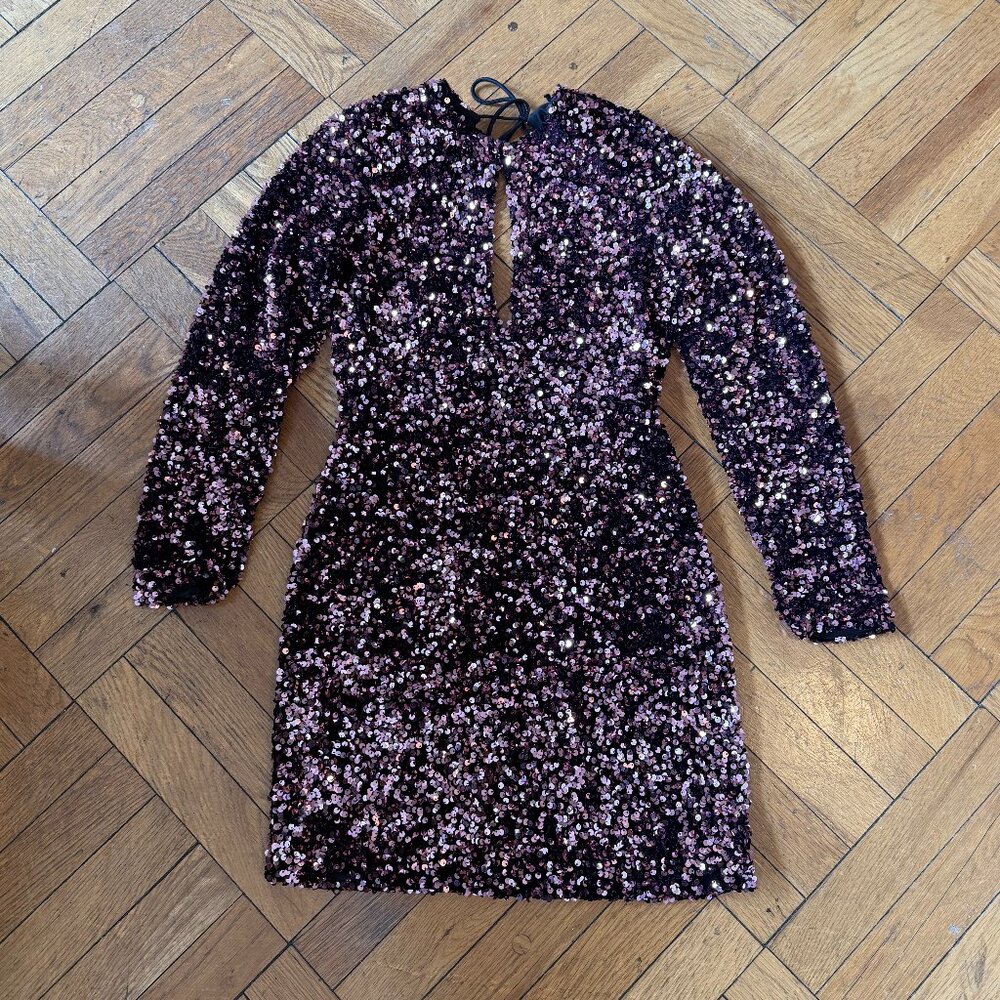 Dark Pink Sequin Mini Dress